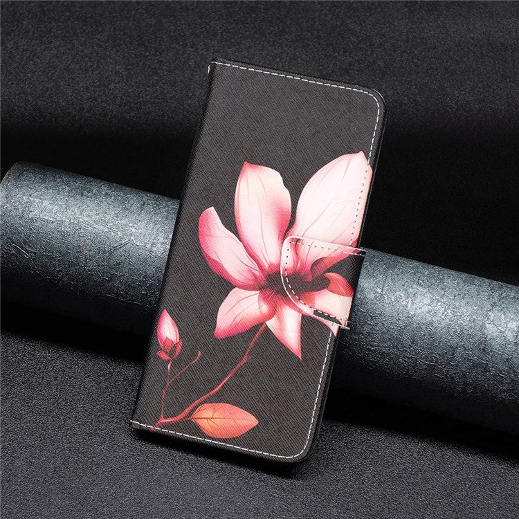 For Samsung Galaxy M23 / F23 5G Leather Case Pattern Printing Wallet Stand Flip Mobile Cover - Pink Flower