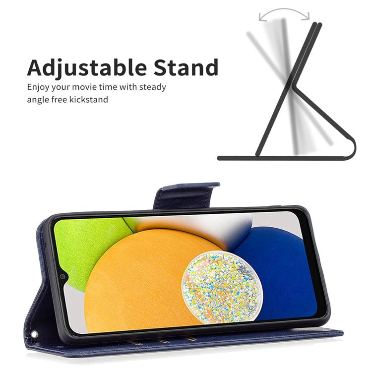 For Samsung Galaxy M23 5G / F23 5G Case Smooth Leather Wallet Stand Mobile Phone Cover with Strap - Blue