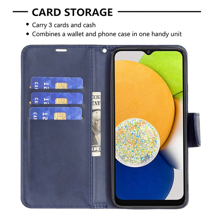 For Samsung Galaxy M23 5G / F23 5G Case Smooth Leather Wallet Stand Mobile Phone Cover with Strap - Blue