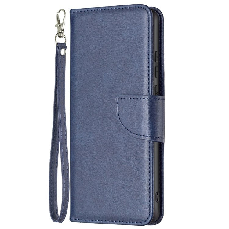 For Samsung Galaxy M23 5G / F23 5G Case Smooth Leather Wallet Stand Mobile Phone Cover with Strap - Blue
