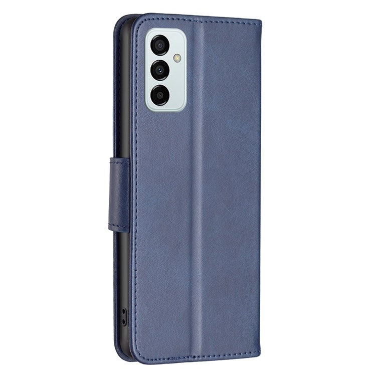 For Samsung Galaxy M23 5G / F23 5G Case Smooth Leather Wallet Stand Mobile Phone Cover with Strap - Blue