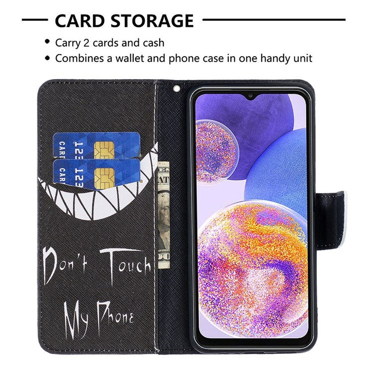 For Samsung Galaxy M23 / F23 5G Phone Case Pattern Printing PU Leather Wallet Stand Cover - Don't Touch My Phone