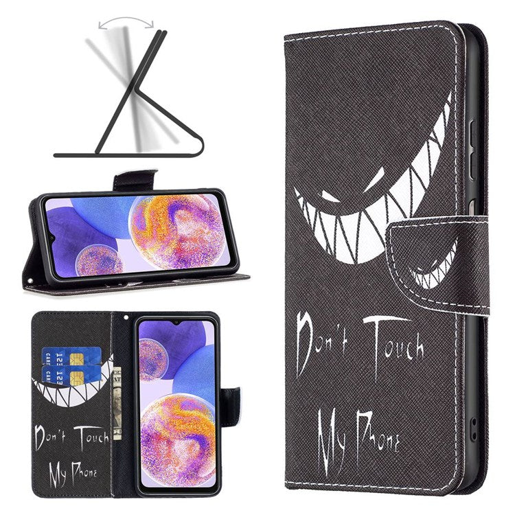 For Samsung Galaxy M23 / F23 5G Phone Case Pattern Printing PU Leather Wallet Stand Cover - Don't Touch My Phone