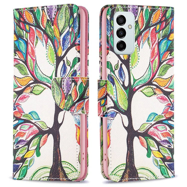 For Samsung Galaxy M23 / F23 5G Phone Case Pattern Printing PU Leather Wallet Stand Cover - Life Tree