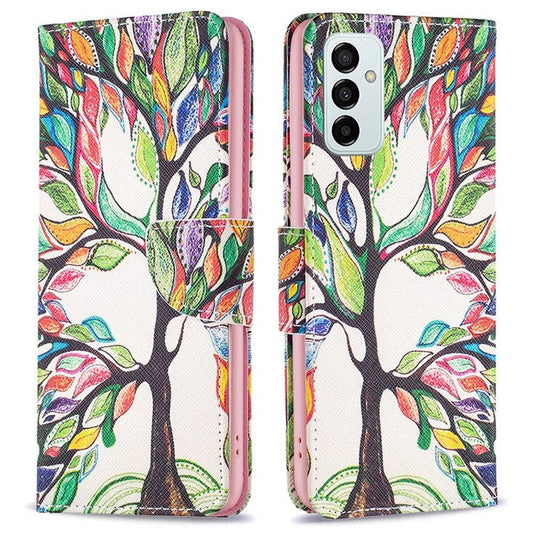 For Samsung Galaxy M23 / F23 5G Phone Case Pattern Printing PU Leather Wallet Stand Cover - Life Tree