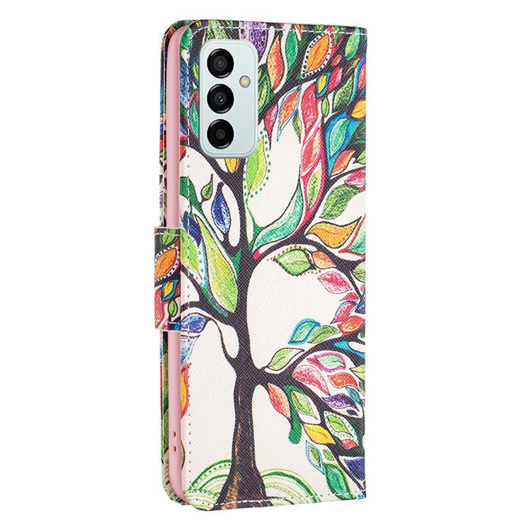 For Samsung Galaxy M23 / F23 5G Phone Case Pattern Printing PU Leather Wallet Stand Cover - Life Tree