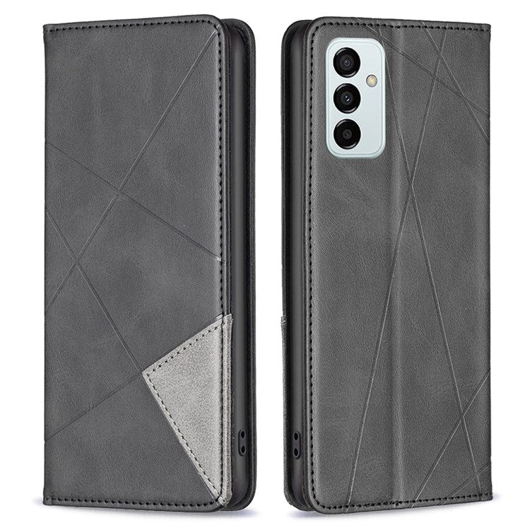 For Samsung Galaxy M23 5G / F23 5G Leather Case with Card Holder Imprinting Pattern Phone Stand Cover - Black
