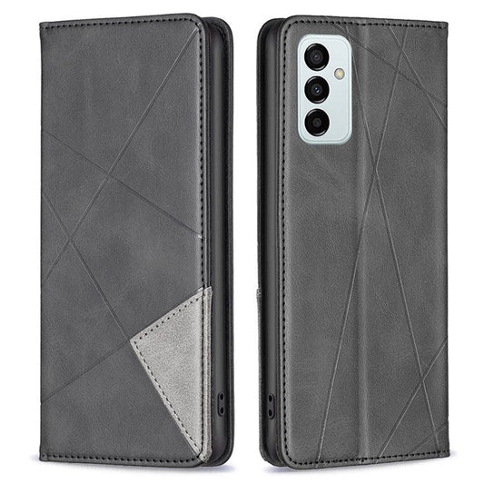 For Samsung Galaxy M23 5G / F23 5G Leather Case with Card Holder Imprinting Pattern Phone Stand Cover - Black