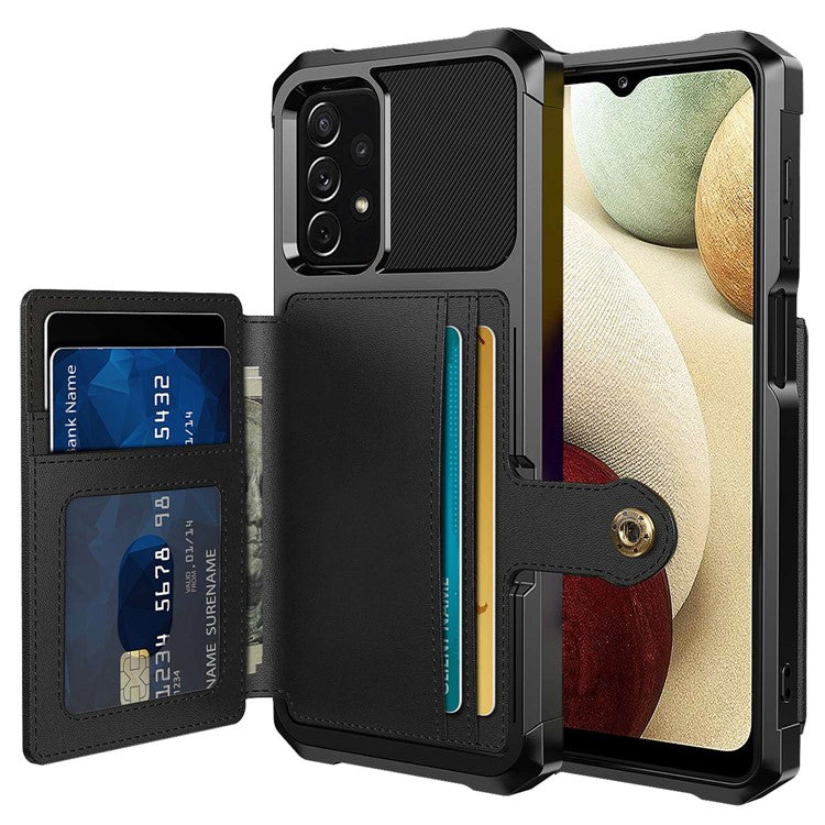 For Samsung Galaxy A13 5G / A04s 4G (164.7mm) / M32 5G / A32 5G Phone Cases with Card Holder Shockproof PU Leather Back Cover - Black