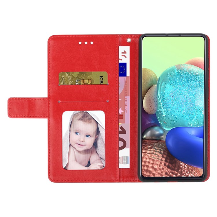 HT01 For Samsung Galaxy M33 5G (Global Version) Y-Shaped Lines Imprinting Wallet Stand Phone Cover PU Leather Cellphone Shell - Red