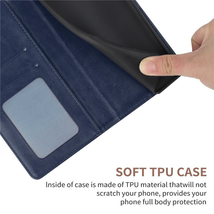 HT01 For Samsung Galaxy M33 5G (Global Version) Y-Shaped Lines Imprinting Wallet Stand Phone Cover PU Leather Cellphone Shell - Blue