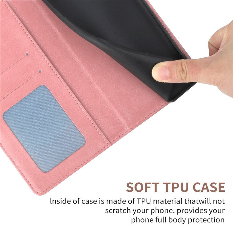 HT01 For Samsung Galaxy M23 5G/F23 5G Shock Absorption PU Leather Phone Shell Y-Shaped Lines Imprinting Wallet Stand Phone Cover - Pink