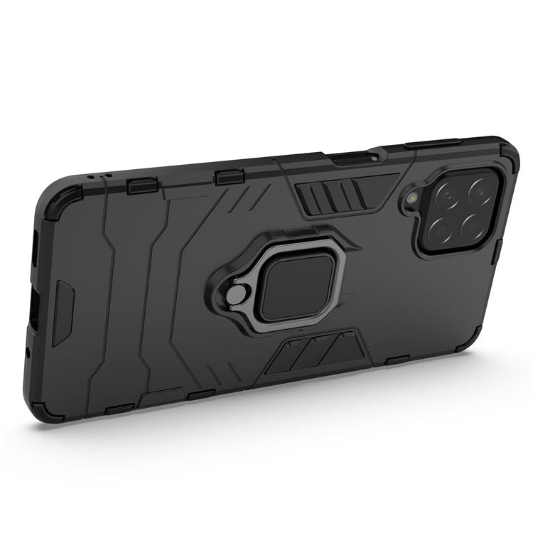 For Samsung Galaxy M53 5G Phone Case Ring Holder Kickstand Hybrid Hard PC Soft TPU Shockproof Protective Cover - Black
