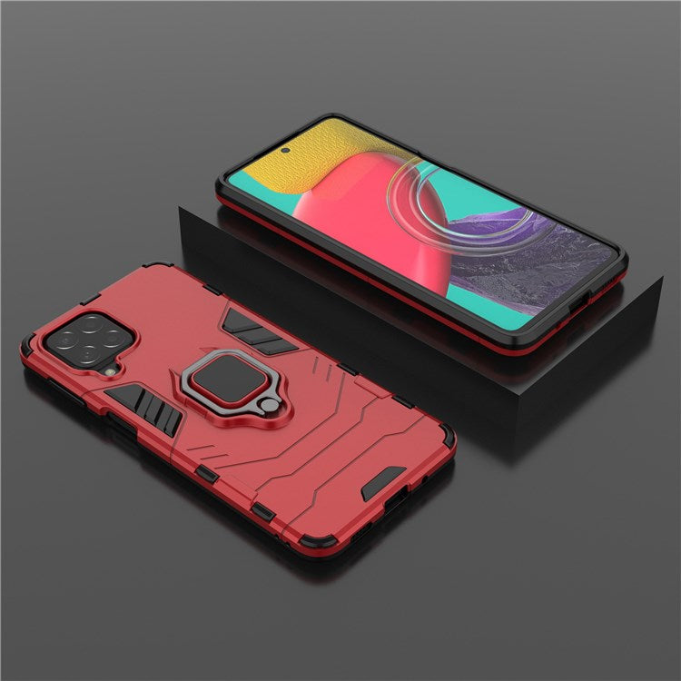 For Samsung Galaxy M53 5G Phone Case Ring Holder Kickstand Hybrid Hard PC Soft TPU Shockproof Protective Cover - Red