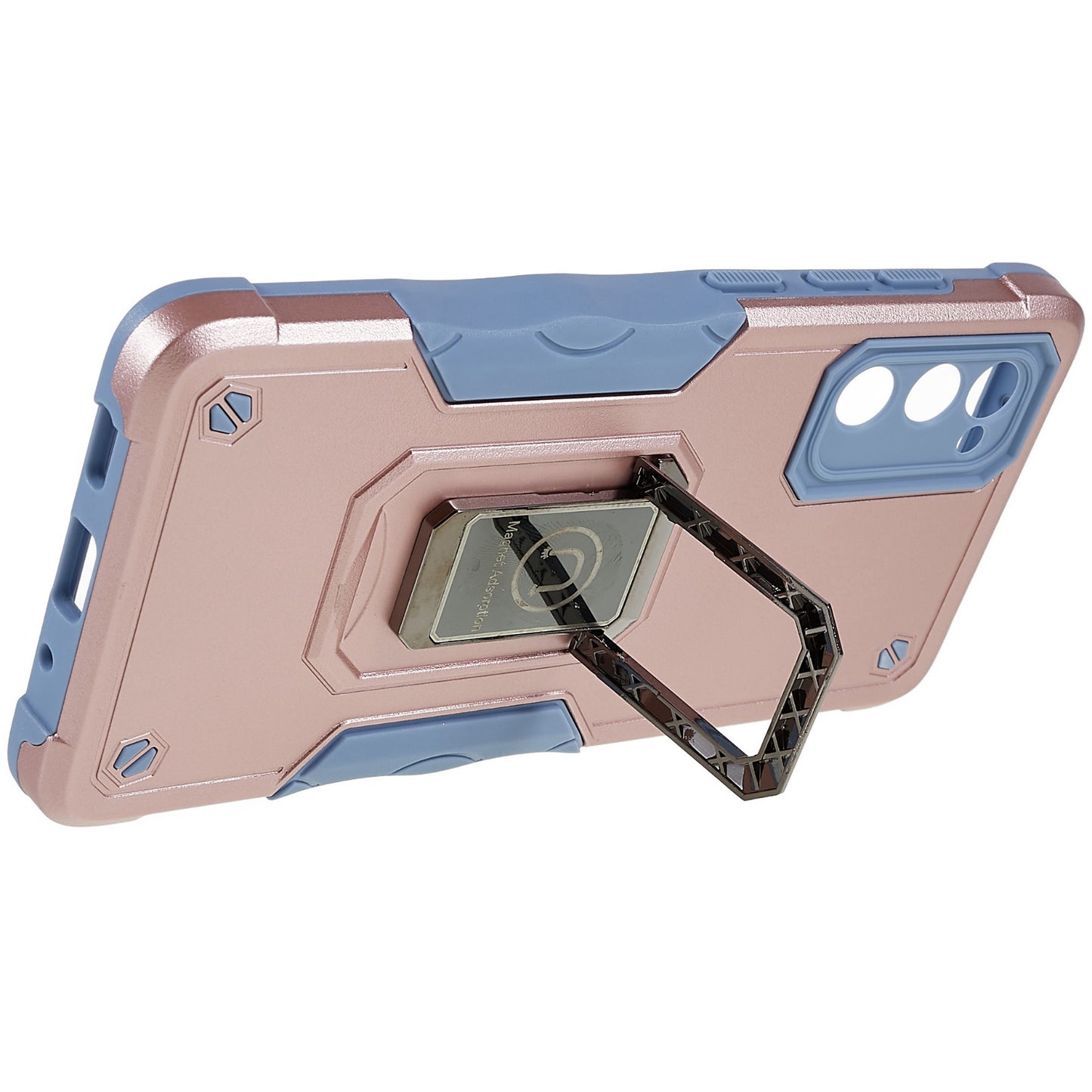 For Samsung Galaxy S20 FE 2022/S20 FE/S20 Fan Edition/S20 FE 5G/S20 Fan Edition 5G/S20 Lite Shockproof Soft TPU Hard PC Case with Ring Car Mount Kickstand - Rose Gold