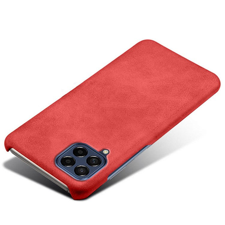 For Samsung Galaxy M53 5G Phone Protector All-round Shockproof Textured PU Leather Coated PC Phone Case - Red