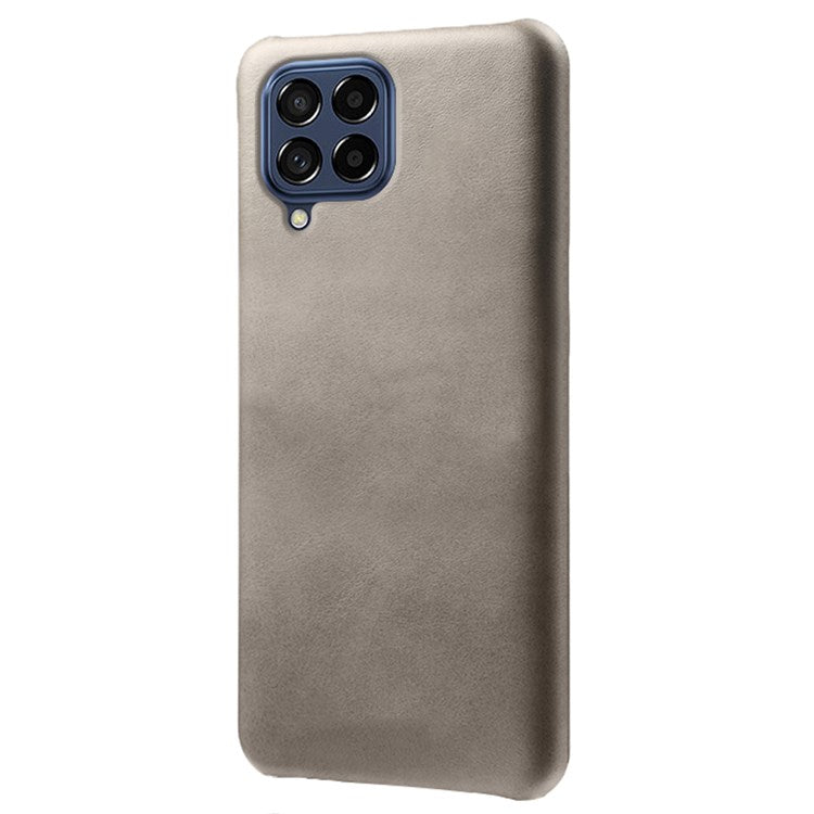 For Samsung Galaxy M53 5G Phone Protector All-round Shockproof Textured PU Leather Coated PC Phone Case - Grey