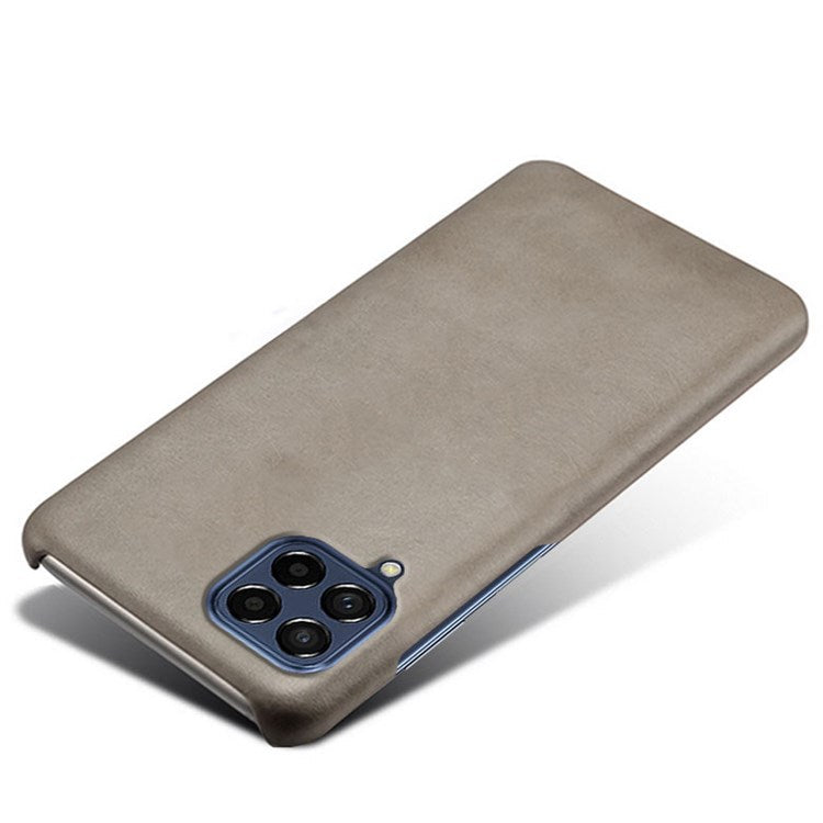 For Samsung Galaxy M53 5G Phone Protector All-round Shockproof Textured PU Leather Coated PC Phone Case - Grey