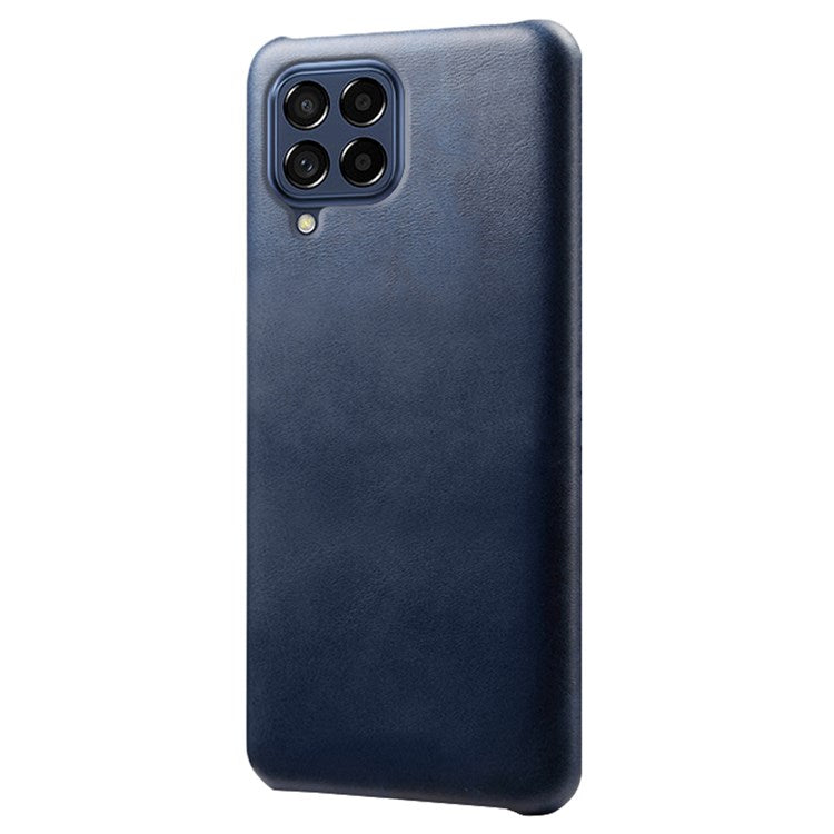 For Samsung Galaxy M53 5G Phone Protector All-round Shockproof Textured PU Leather Coated PC Phone Case - Blue