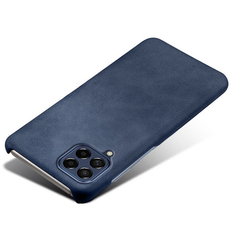 For Samsung Galaxy M53 5G Phone Protector All-round Shockproof Textured PU Leather Coated PC Phone Case - Blue