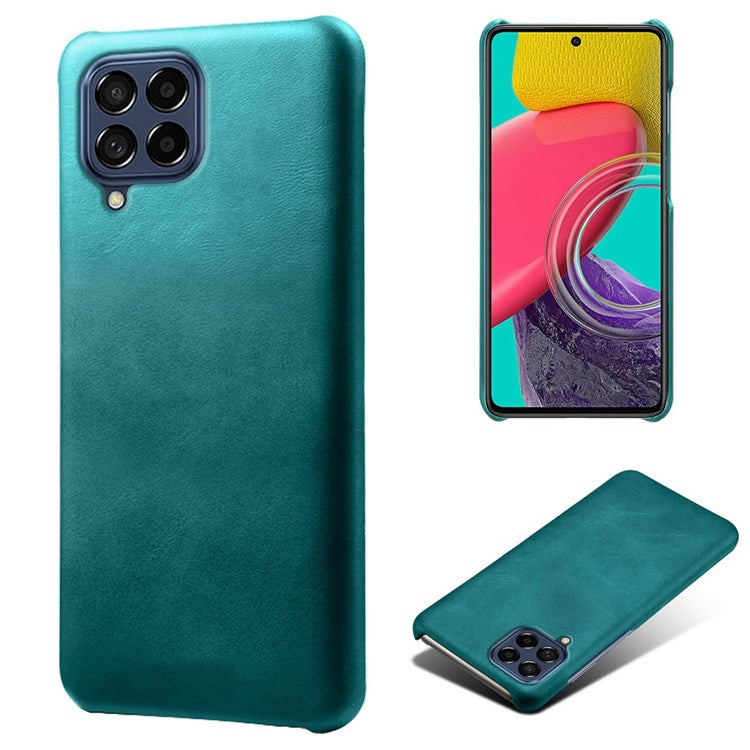 For Samsung Galaxy M53 5G Phone Protector All-round Shockproof Textured PU Leather Coated PC Phone Case - Green