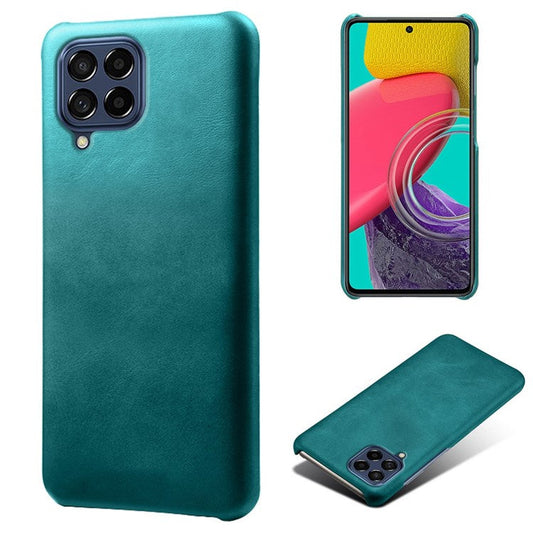 For Samsung Galaxy M53 5G Phone Protector All-round Shockproof Textured PU Leather Coated PC Phone Case - Green