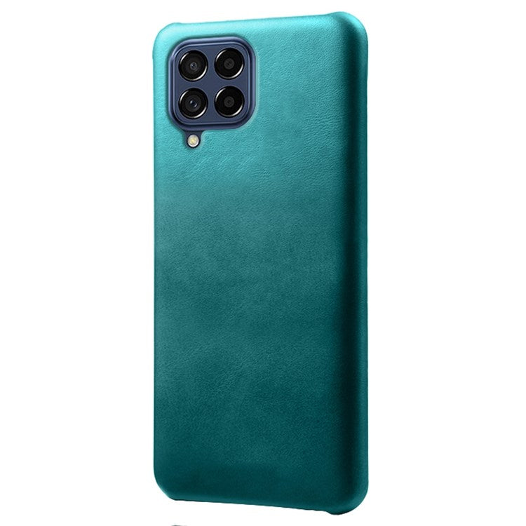 For Samsung Galaxy M53 5G Phone Protector All-round Shockproof Textured PU Leather Coated PC Phone Case - Green