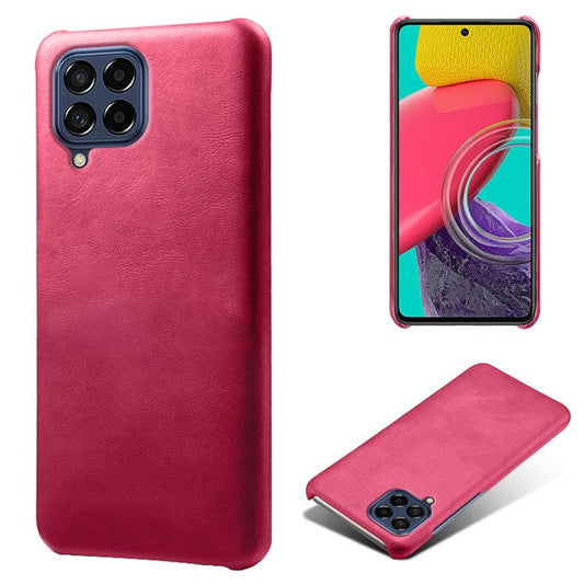 For Samsung Galaxy M53 5G Phone Protector All-round Shockproof Textured PU Leather Coated PC Phone Case - Rose