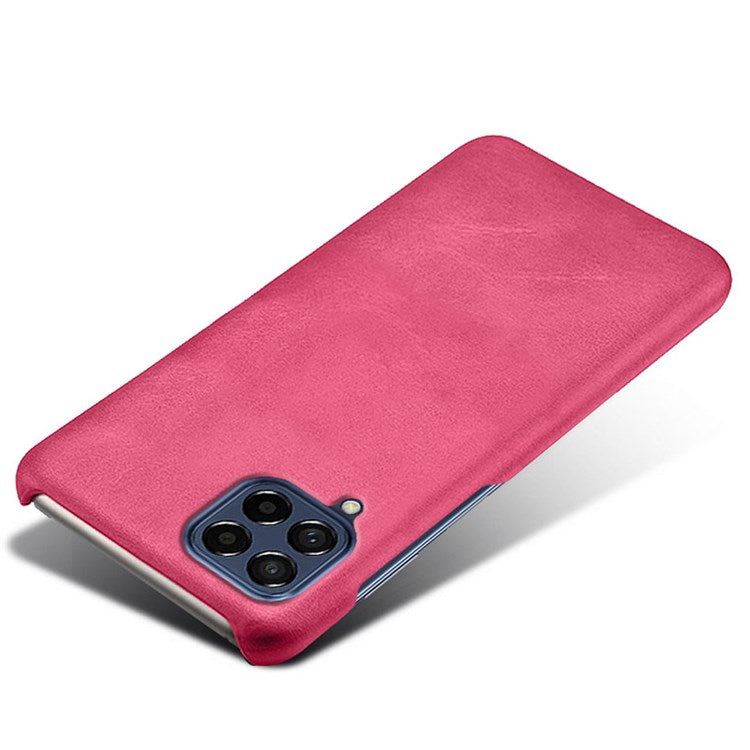 For Samsung Galaxy M53 5G Phone Protector All-round Shockproof Textured PU Leather Coated PC Phone Case - Rose