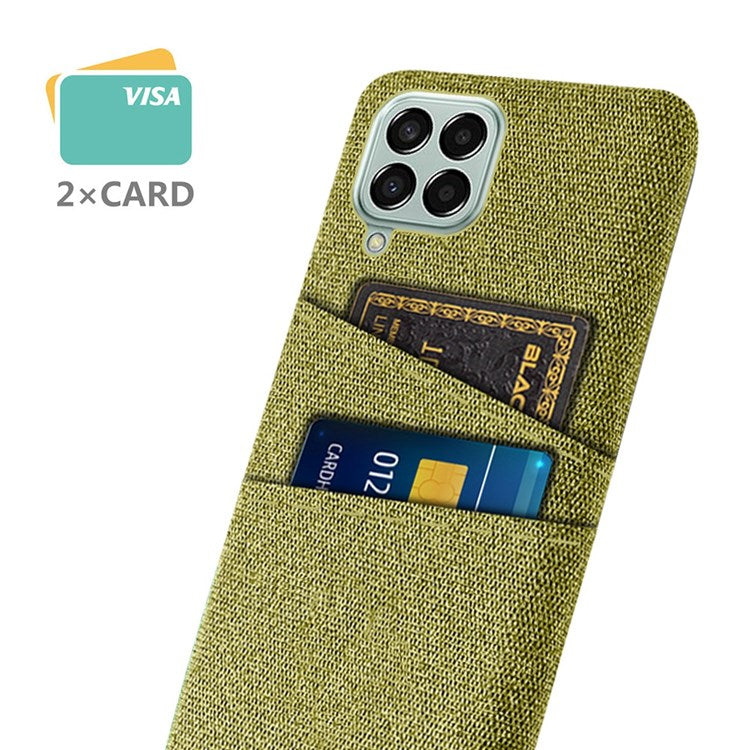 Cloth Texture Case for Samsung Galaxy M33 5G (Global Version), Hard PC + Cloth Back Protector Cover with Dual Card Slot - Yellow