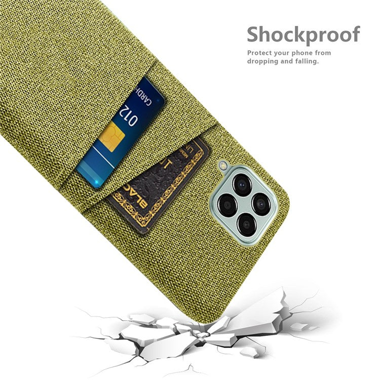 Cloth Texture Case for Samsung Galaxy M33 5G (Global Version), Hard PC + Cloth Back Protector Cover with Dual Card Slot - Yellow