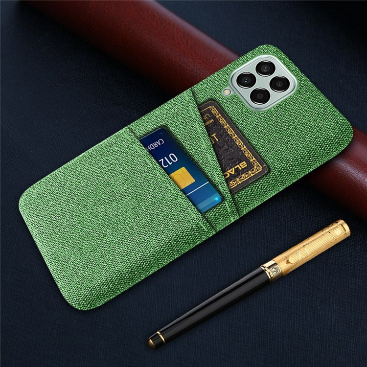 Cloth Texture Case for Samsung Galaxy M33 5G (Global Version), Hard PC + Cloth Back Protector Cover with Dual Card Slot - Green
