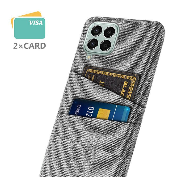 Cloth Texture Case for Samsung Galaxy M33 5G (Global Version), Hard PC + Cloth Back Protector Cover with Dual Card Slot - Light Grey