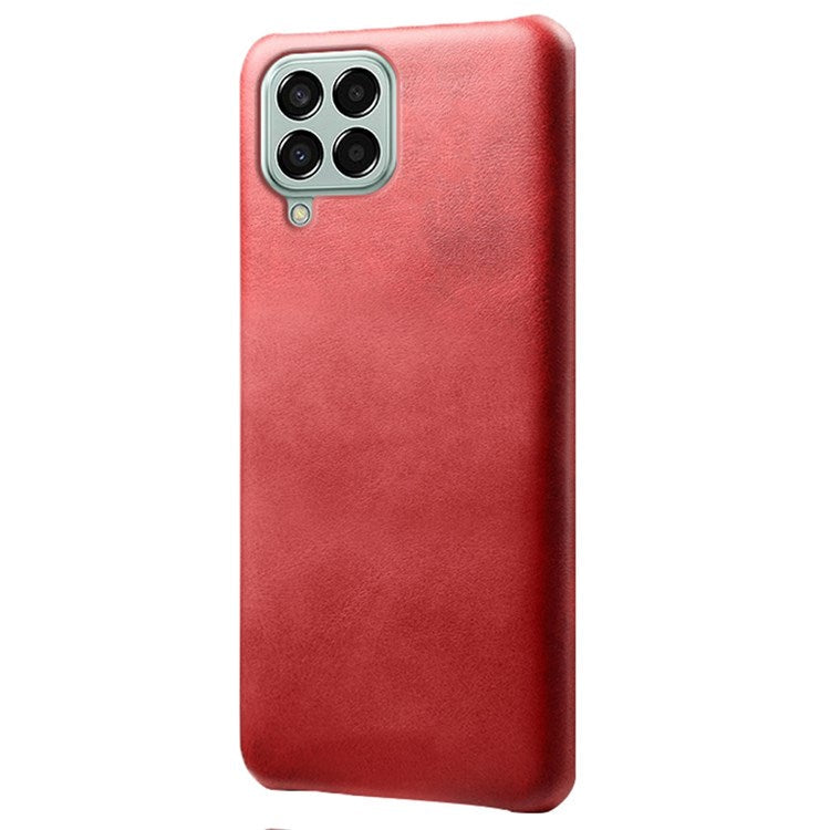 For Samsung Galaxy M33 5G (Global Version) Textured PU Leather Coated PC Phone Case Back Guard Shell - Red