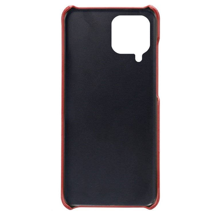 For Samsung Galaxy M33 5G (Global Version) Textured PU Leather Coated PC Phone Case Back Guard Shell - Red