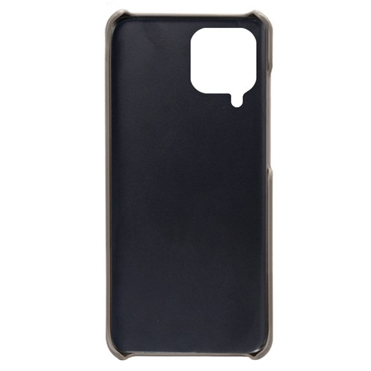 For Samsung Galaxy M33 5G (Global Version) Textured PU Leather Coated PC Phone Case Back Guard Shell - Grey