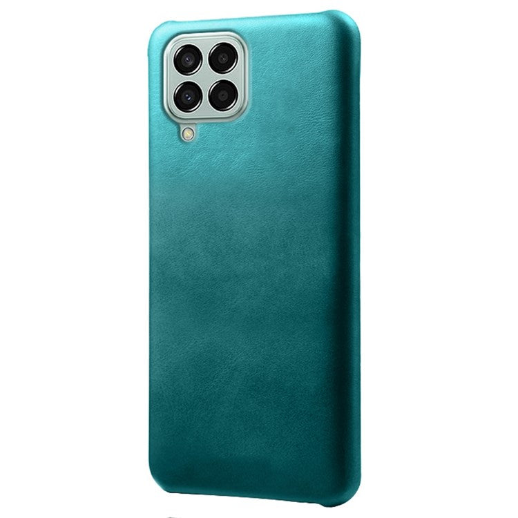 For Samsung Galaxy M33 5G (Global Version) Textured PU Leather Coated PC Phone Case Back Guard Shell - Green