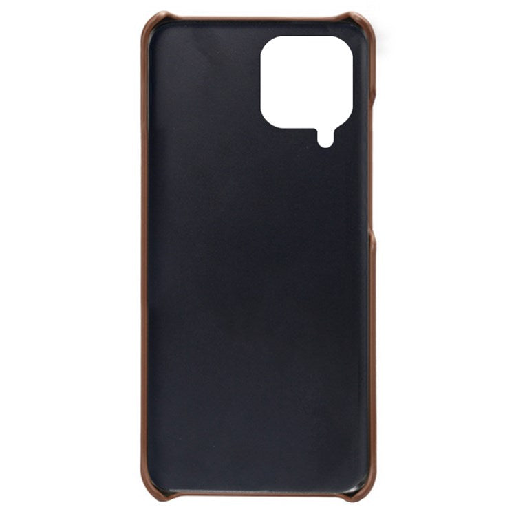For Samsung Galaxy M33 5G (Global Version) Textured PU Leather Coated PC Phone Case Back Guard Shell - Brown