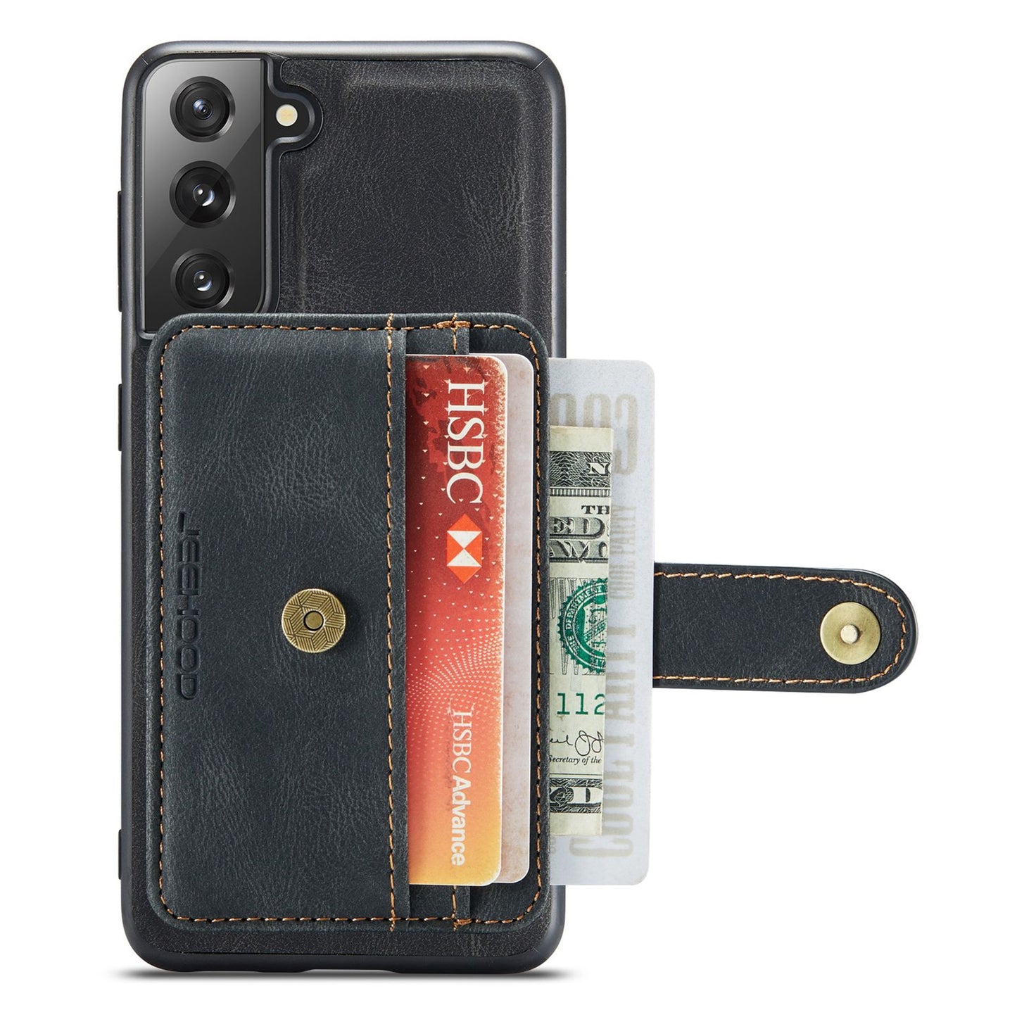 JEEHOOD Detachable Cover for Samsung Galaxy S20 Plus 4G/5G Magnetic Wallet Leather Coated TPU RFID Blocking Mobile Phone Case - Black
