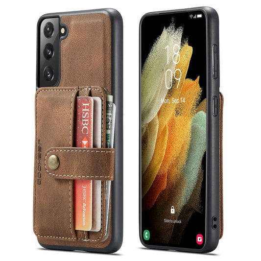 JEEHOOD Detachable Cover for Samsung Galaxy S20 Plus 4G/5G Magnetic Wallet Leather Coated TPU RFID Blocking Mobile Phone Case - Brown