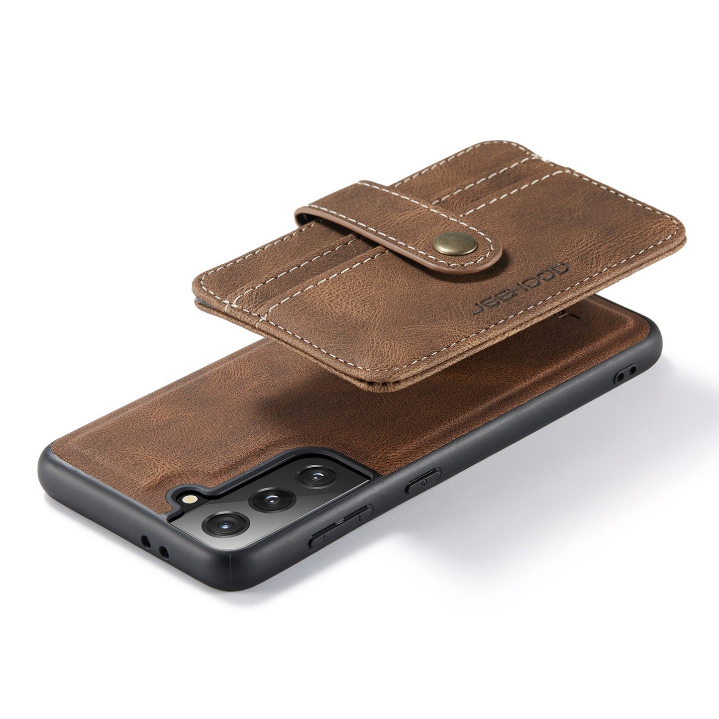 JEEHOOD Detachable Cover for Samsung Galaxy S20 Plus 4G/5G Magnetic Wallet Leather Coated TPU RFID Blocking Mobile Phone Case - Brown