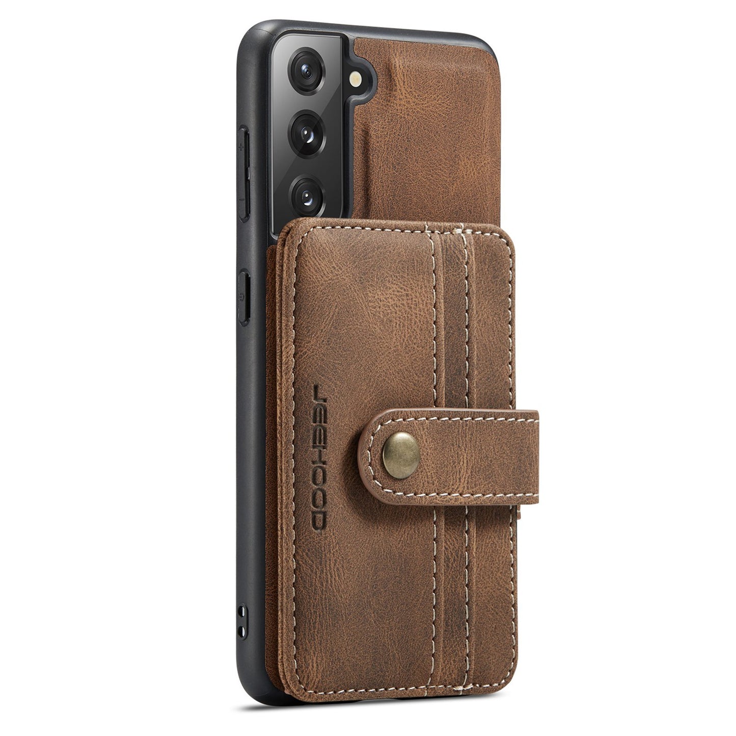 JEEHOOD Detachable Cover for Samsung Galaxy S20 Plus 4G/5G Magnetic Wallet Leather Coated TPU RFID Blocking Mobile Phone Case - Brown