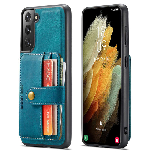 JEEHOOD Detachable Cover for Samsung Galaxy S20 Plus 4G/5G Magnetic Wallet Leather Coated TPU RFID Blocking Mobile Phone Case - Blue
