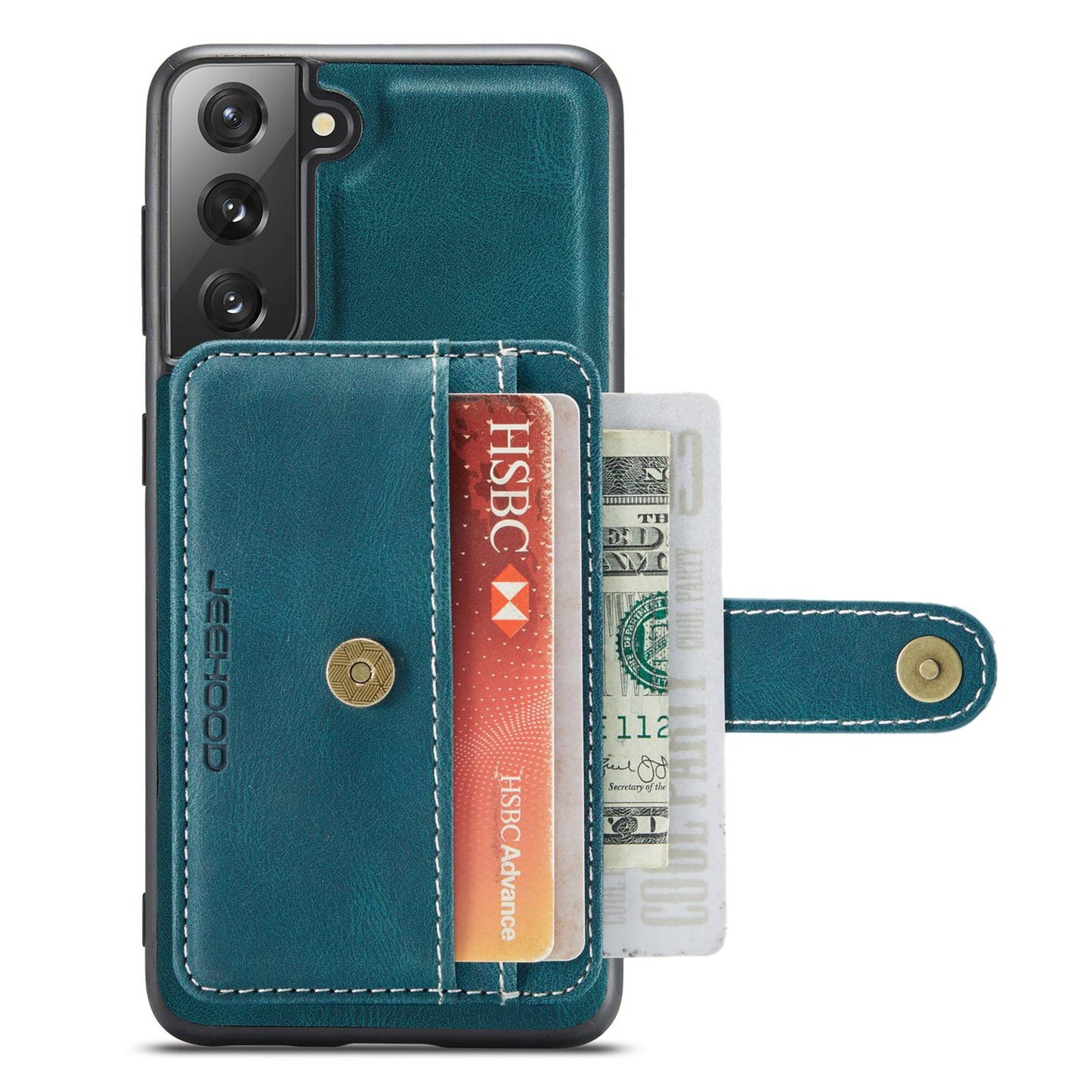 JEEHOOD Detachable Cover for Samsung Galaxy S20 Plus 4G/5G Magnetic Wallet Leather Coated TPU RFID Blocking Mobile Phone Case - Blue