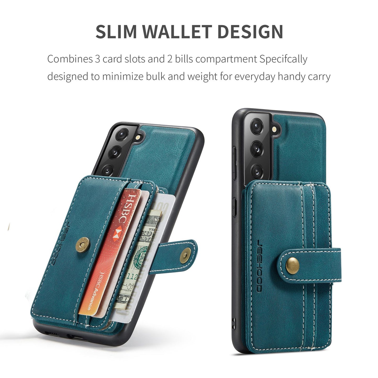 JEEHOOD Detachable Cover for Samsung Galaxy S20 Plus 4G/5G Magnetic Wallet Leather Coated TPU RFID Blocking Mobile Phone Case - Blue