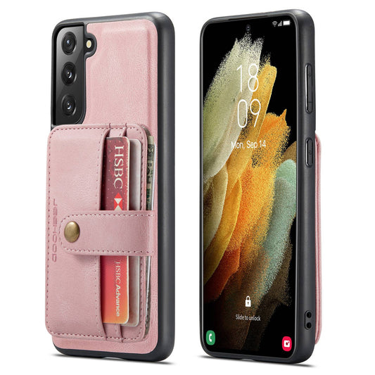 JEEHOOD Detachable Cover for Samsung Galaxy S20 Plus 4G/5G Magnetic Wallet Leather Coated TPU RFID Blocking Mobile Phone Case - Pink