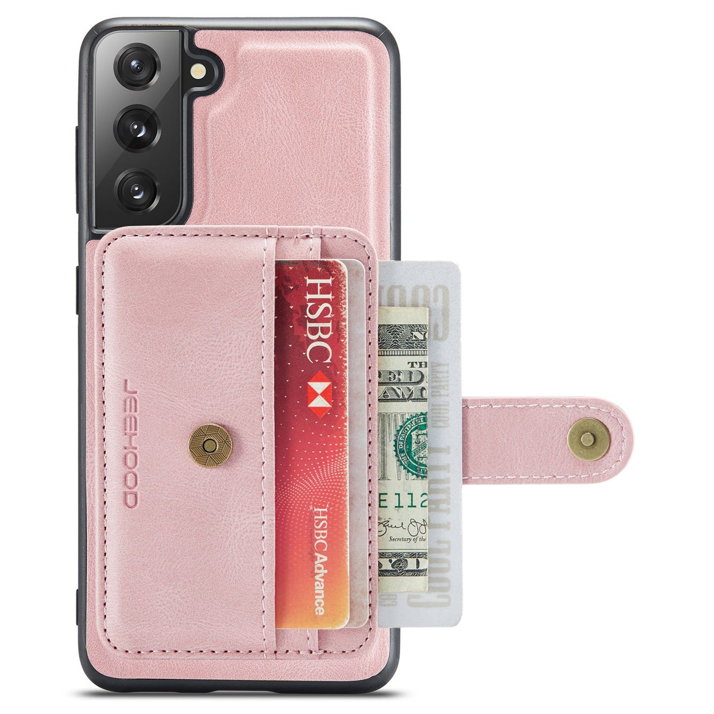 JEEHOOD Detachable Cover for Samsung Galaxy S20 Plus 4G/5G Magnetic Wallet Leather Coated TPU RFID Blocking Mobile Phone Case - Pink