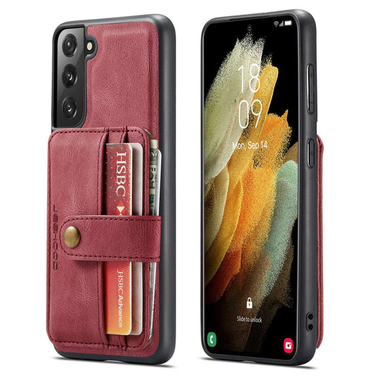 JEEHOOD Detachable Cover for Samsung Galaxy S20 Plus 4G/5G Magnetic Wallet Leather Coated TPU RFID Blocking Mobile Phone Case - Red