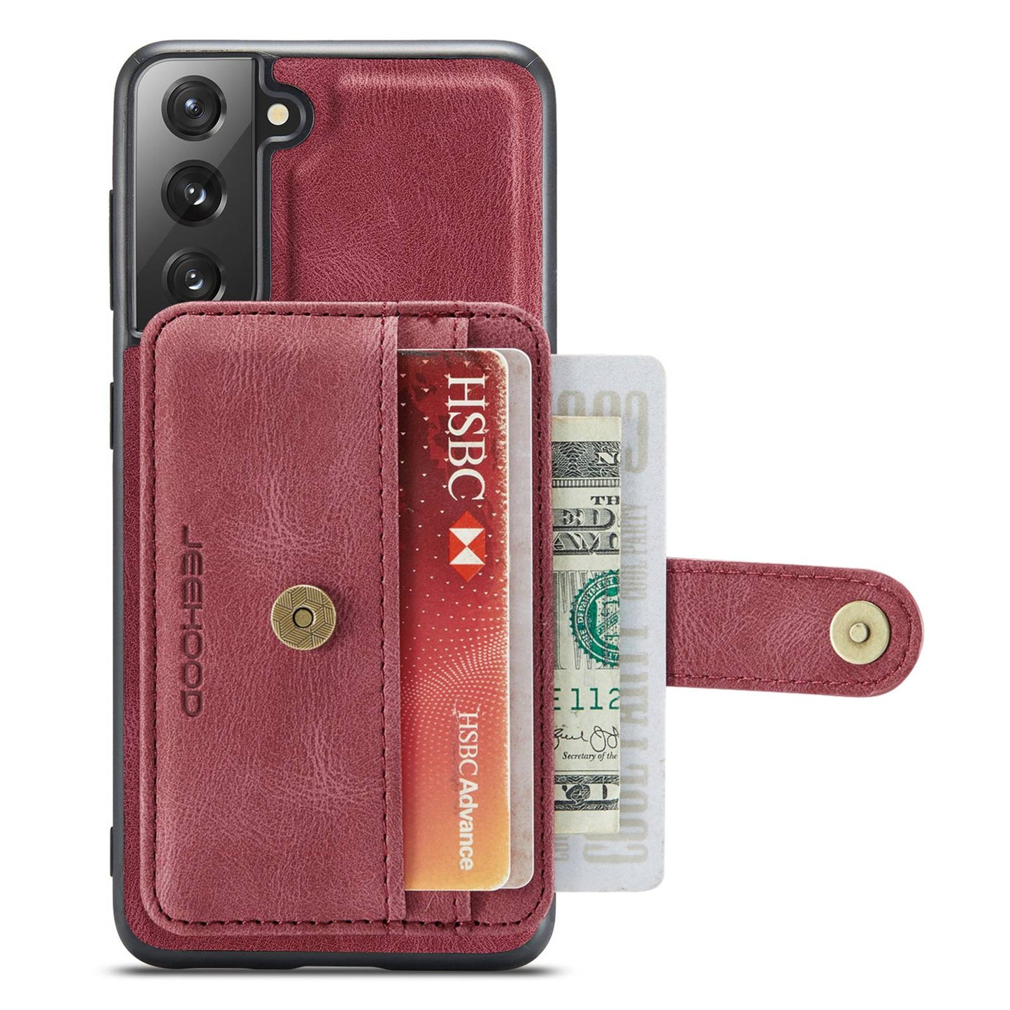 JEEHOOD Detachable Cover for Samsung Galaxy S20 Plus 4G/5G Magnetic Wallet Leather Coated TPU RFID Blocking Mobile Phone Case - Red