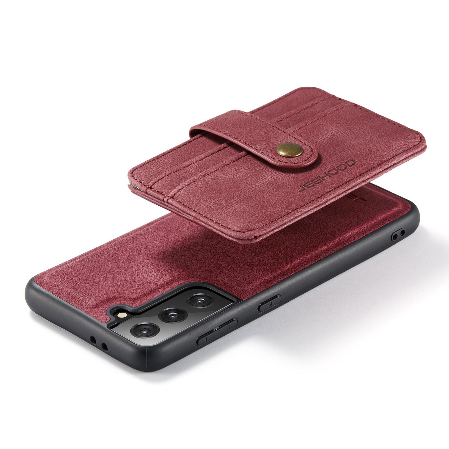 JEEHOOD Detachable Cover for Samsung Galaxy S20 Plus 4G/5G Magnetic Wallet Leather Coated TPU RFID Blocking Mobile Phone Case - Red